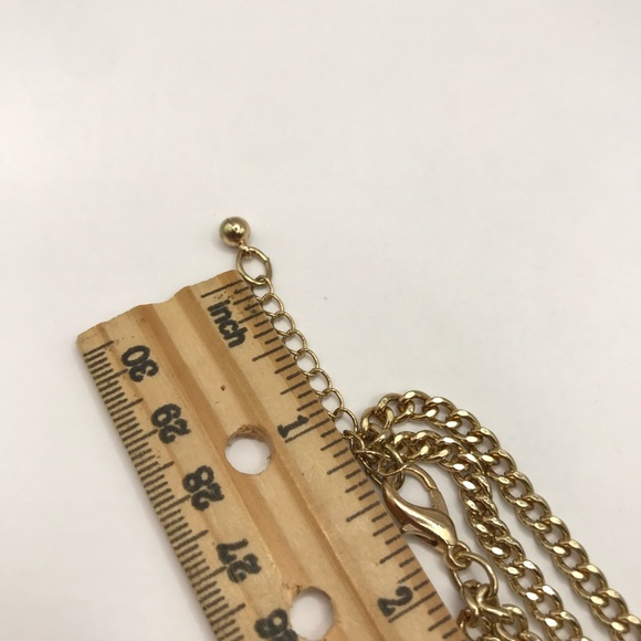 Gold-Tone and Black Cabochons Multi Layered Chain Necklace - Picture 6 of 8